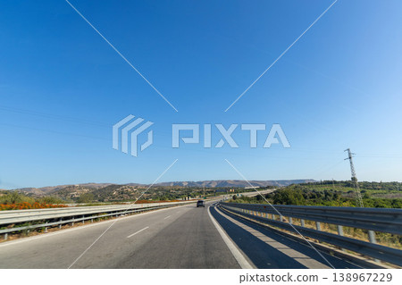 Beautiful Italian landscape with asphalt road view Beautiful Italian landscape with asphalt road view 138967229