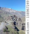 Signal tower ruins of Kurta and Taga, North Ossetia, Russia. Remains of a medieval stone tower with panoramic views of the surrounding Caucasus landscape 138967249