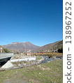 View of the village of Hidikus, Kurtatinsky Gorge, North Ossetia, Russia, bright summer day. Small mountain settlement with traditional stone houses scattered along a green valley floor 138967252