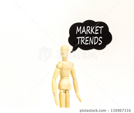 Market trends words symbol. Concept words Market trends on beautiful black speech bubble. Beautiful white background. Businessman model. Business and Market trends words concept. Copy space. Market trends words symbol. Concept words Market trends on beautiful black speech bubble. Beautiful white background. Businessman model. Business and Market trends words concept. Copy space. 138967316