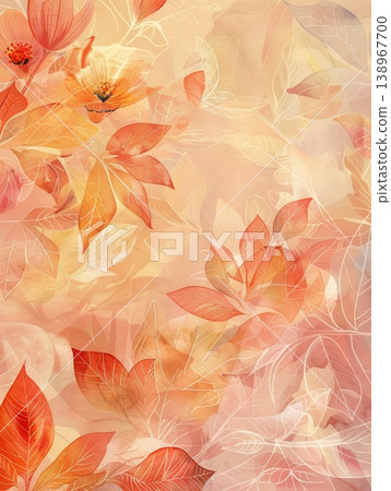 Watercolor illustration of delicate blossoms and petals in soft colors 138967700
