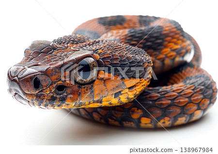 Close-up of isolated anaconda snake on white background Close-up of isolated anaconda snake on white background 138967984