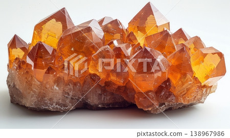 Cluster of orange andesine mineral crystals on white background Cluster of orange andesine mineral crystals on white background 138967986