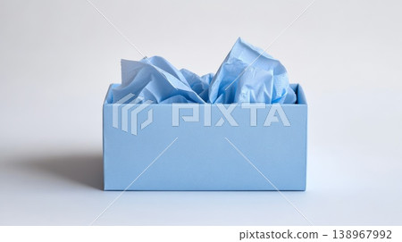 Blue tissue box with tissues isolated on white background Blue tissue box with tissues isolated on white background 138967992