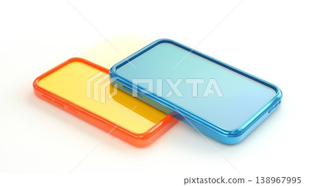 Two colorful plastic smartphone cases on a white background Two colorful plastic smartphone cases on a white background 138967995