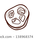 Jalapeno pepper slice. Vector illustration in clean hand-drawn line art style. Spicy ingredient element for burger menus, recipe cards, food labels, cooking infographics and restaurant graphics. 138968374
