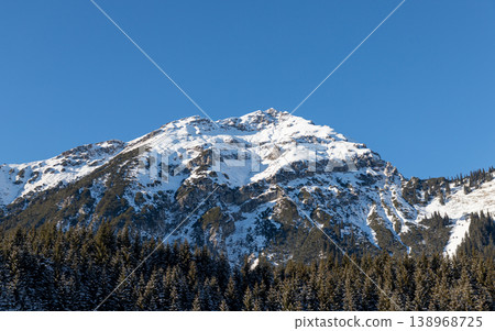 Panoramic mountain valley and town landscape in Bavaria Germany under clear blue sky Panoramic mountain valley and town landscape in Bavaria Germany under clear blue sky 138968725