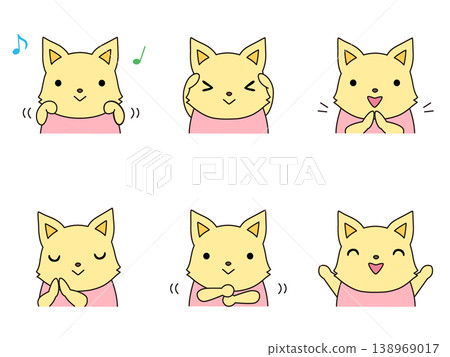 一組描繪狐狸玩弄爪子的插圖。 138969017