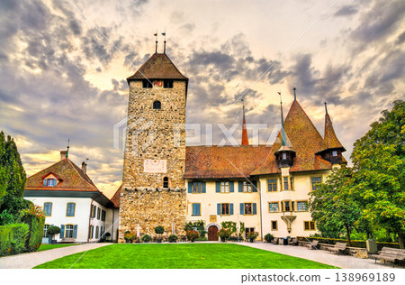 View of Spiez Castle in Switzerland View of Spiez Castle in Switzerland 138969189