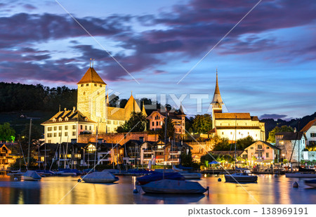 Spiez Castle on lake Thun in Switzerland Spiez Castle on lake Thun in Switzerland 138969191