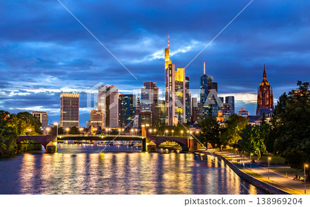 Skyline of Frankfurt am Main in Germany at night Skyline of Frankfurt am Main in Germany at night 138969204
