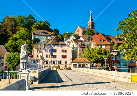 Bridge of Laufen across the Rhine River in Laufenburg, Switzerland and Germany 138969224