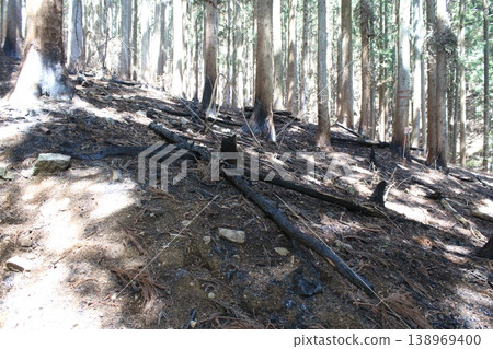 Mountain trail, fire site Mountain trail, fire site 138969400