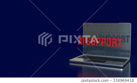 Futuristic Laptop Displaying AI Support Concept Technology Interface 3d render. 138969418