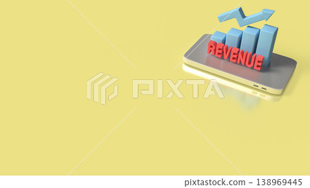 Business Revenue Growth Concept With Rising Chart And Digital Platform 3d render. Business Revenue Growth Concept With Rising Chart And Digital Platform 3d render. 138969445