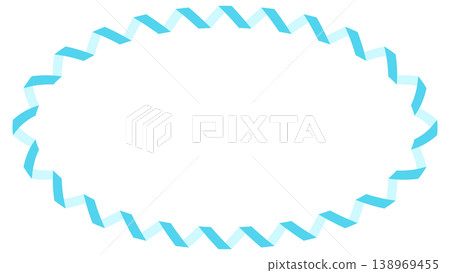 Oval frame made with wavy ribbon (light blue) Oval frame made with wavy ribbon (light blue) 138969455