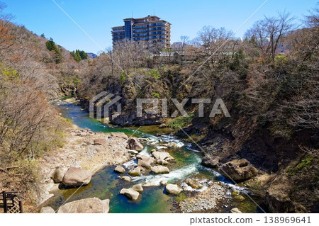 Natori River gorge and Hotel Zuiho, Raikyo Gorge, Akiu Onsen Natori River gorge and Hotel Zuiho, Raikyo Gorge, Akiu Onsen 138969641