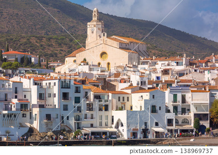 Waterfront view of Cadaques with church, Catalonia, Spain Waterfront view of Cadaques with church, Catalonia, Spain 138969737