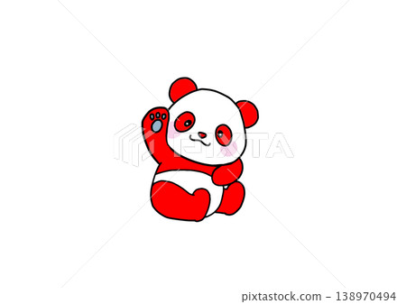 A red panda facing forward and waving A red panda facing forward and waving 138970494