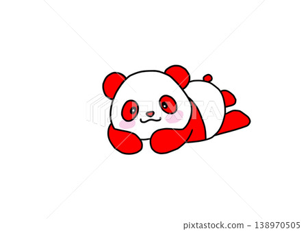 A red panda lying down facing forward. A red panda lying down facing forward. 138970505