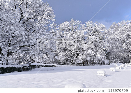雪景美麗的金澤城公園 138970799