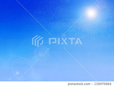 A watercolor-style blue sky with a shining sun (horizontal view) A watercolor-style blue sky with a shining sun (horizontal view) 138970868