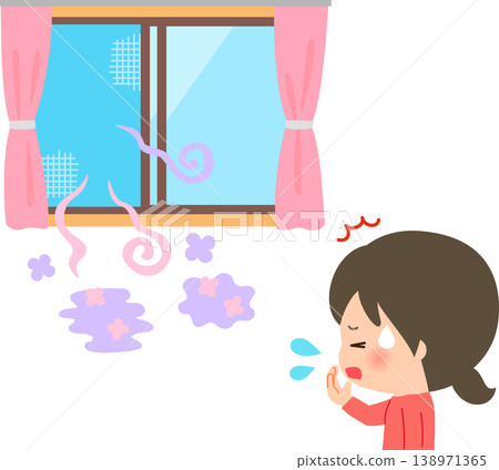 一股香水味從敞開的窗戶飄進來，讓一位女士感到驚訝。 138971365