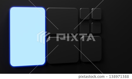 Minimalist black bento grid layout for modern UI UX dashboard design with copy space 3D render Minimalist black bento grid layout for modern UI UX dashboard design with copy space 3D render 138971388