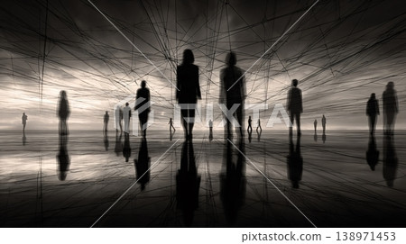 Silhouettes of diverse people connecting in a global network Silhouettes of diverse people connecting in a global network 138971453
