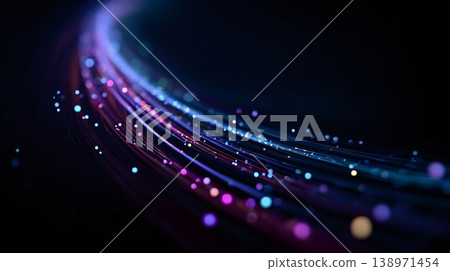 Fiber optic network transferring data across digital space 138971454