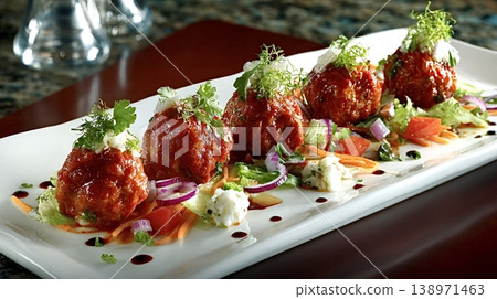 Gourmet meatballs with tomato sauce and fresh herbs Gourmet meatballs with tomato sauce and fresh herbs 138971463
