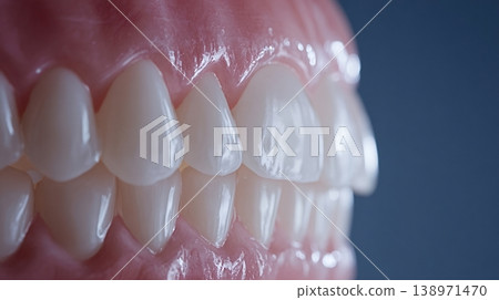 Dental model showing white teeth and healthy gums 138971470
