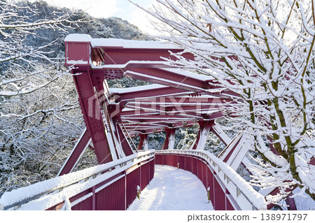 鶴仙溪綾取橋的雪景 鶴仙溪綾取橋的雪景 138971797