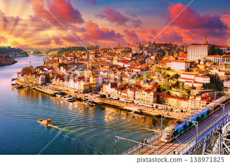 A beautiful sunset view of downtown Porto, a World Heritage city. A beautiful sunset view of downtown Porto, a World Heritage city. 138971825