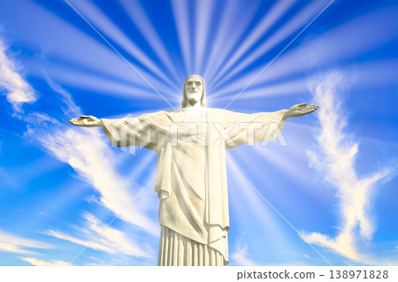 科爾科瓦多山上美麗的基督雕像鳥瞰圖 138971828
