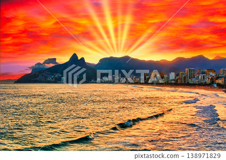 Beautiful sunset view of Rio de Janeiro bay Beautiful sunset view of Rio de Janeiro bay 138971829