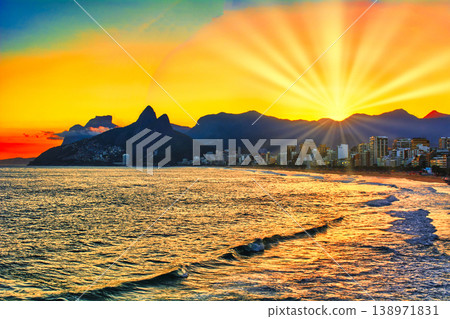 Beautiful sunset view of Rio de Janeiro bay Beautiful sunset view of Rio de Janeiro bay 138971831