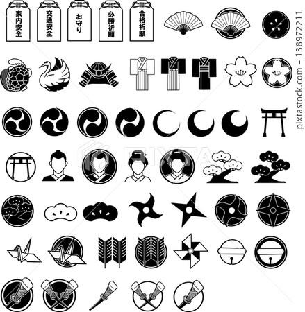 Japanese-style icon material set Japanese-style icon material set 138972211