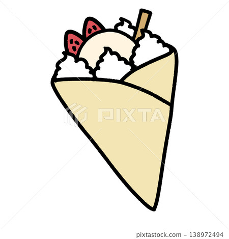香草冰淇淋和草莓可麗餅 138972494