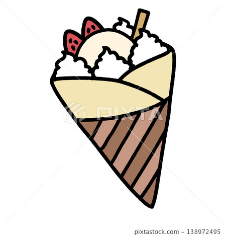 香草冰淇淋和草莓可麗餅 138972495