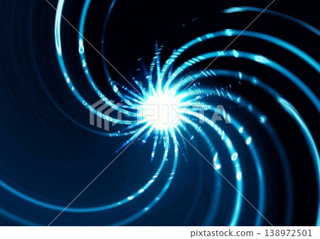 3D illustration of abstract blue rays radiating from a black background 138972501