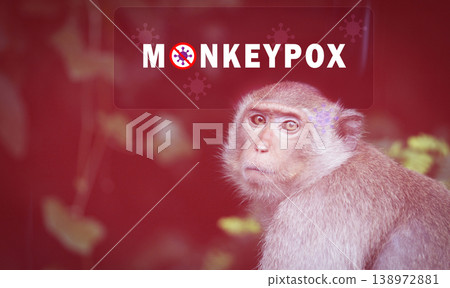 Monkeypox outbreak concept. Monkeypox is caused by monkeypox virus. Monkeypox is a viral zoonotic disease. Virus transmitted to humans from animals. Monkeys may harbor the virus and infect people. Monkeypox outbreak concept. Monkeypox is caused by monkeypox virus. Monkeypox is a viral zoonotic disease. Virus transmitted to humans from animals. Monkeys may harbor the virus and infect people. 138972881