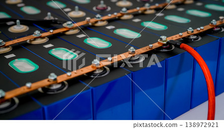 Electric vehicle lithium NMC battery. Electric car battery. Lithium-ion cell pack. Lithium NMC rechargeable battery. EV car energy storage. High voltage electric vehicle batteries. Automotive battery. 138972921