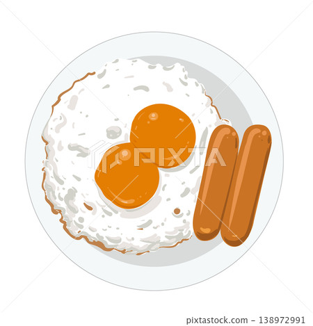 Fried Eggs and Sausages Illustration Fried Eggs and Sausages Illustration 138972991