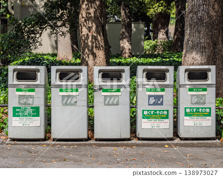 Aligned recycling bins: Multilingual labeling and sorting system structure Aligned recycling bins: Multilingual labeling and sorting system structure 138973027
