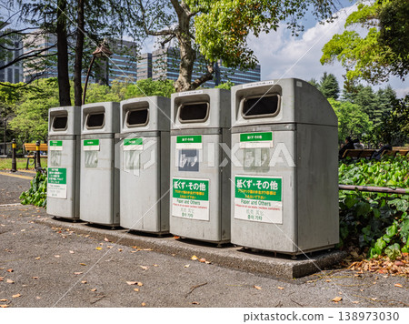 Recycling bins placed in urban parks: A system for sorting and labeling waste in public spaces. Recycling bins placed in urban parks: A system for sorting and labeling waste in public spaces. 138973030