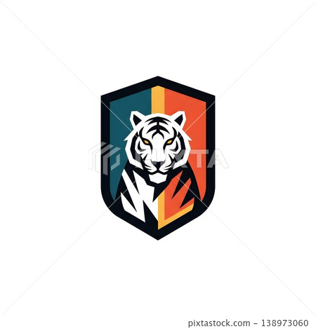 Bold Tiger Head Mascot Emblem Shield Graphic Bold Tiger Head Mascot Emblem Shield Graphic 138973060