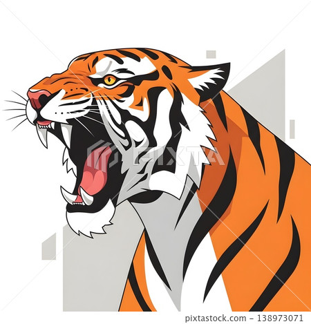 Roaring Tiger Head Majestic Wildlife Animal Power Strength Roaring Tiger Head Majestic Wildlife Animal Power Strength 138973071