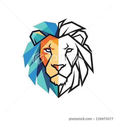Geometric Colorful Lion Head Outline Creative Design Geometric Colorful Lion Head Outline Creative Design 138973077