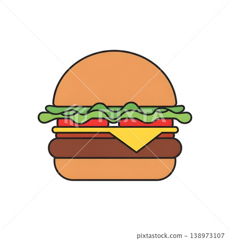 Classic Hamburger Delicious Fast Food Meal Graphic Classic Hamburger Delicious Fast Food Meal Graphic 138973107